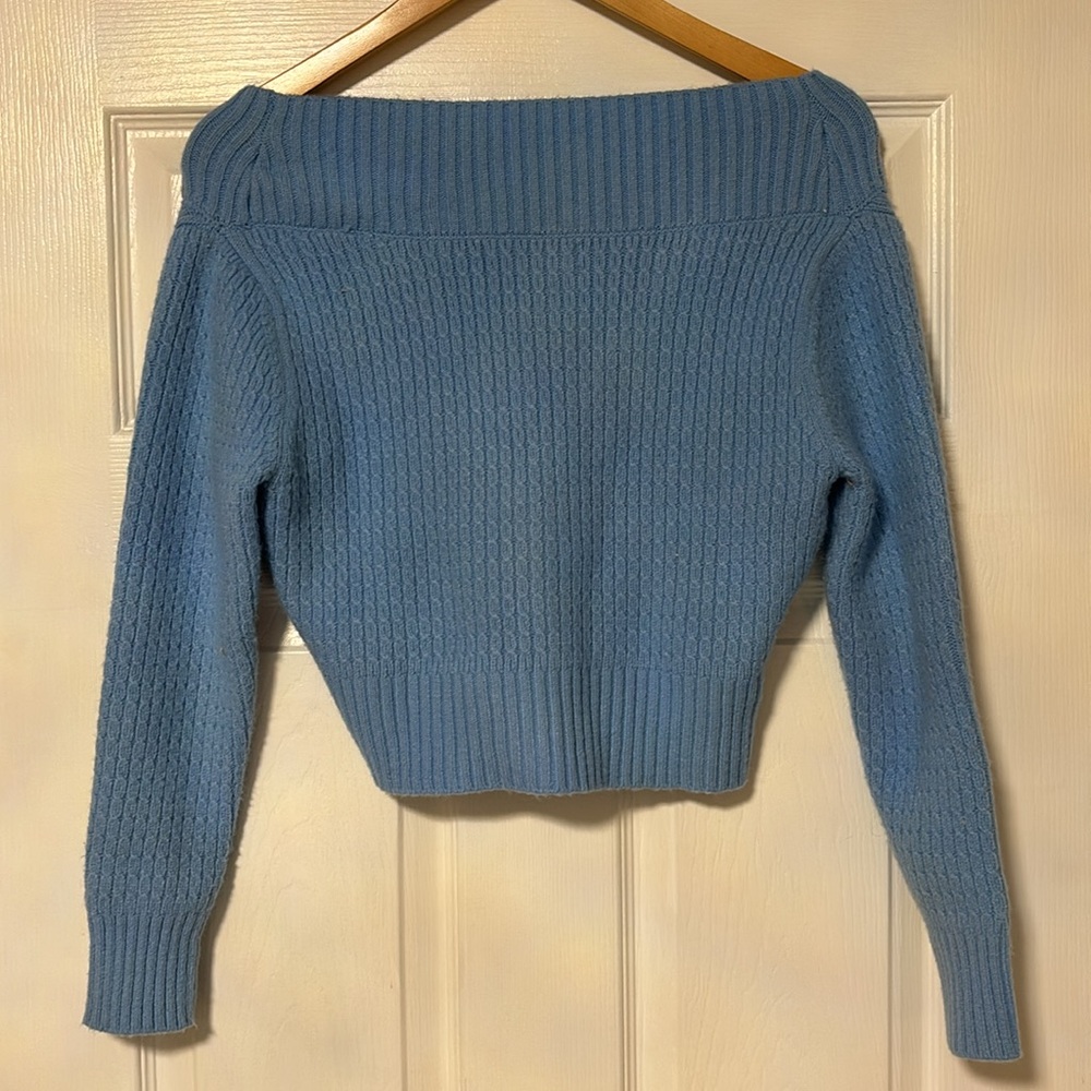 Mango Cropped Blue Cardigan With Buttons - Picture 6 of 8